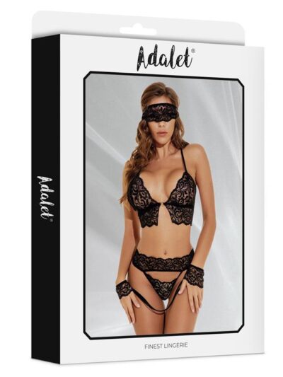 Ella Set Sujetador, Tanga, Antifaz y Esposas de Encaje