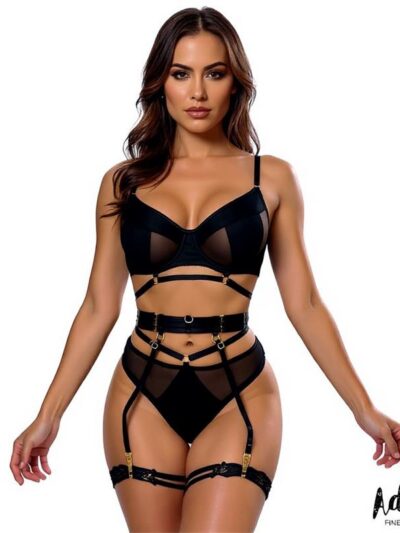Ellie Set Sujetador, Tanga, Liguero y Ligas