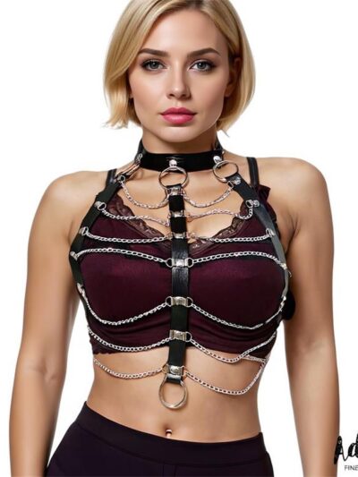 Hilda Arnés de Pecho con Cadenas Cuero Vegano Talla Única