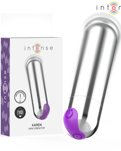 INTENSE - Mini bala vibradora con 10 modos - recargable color plateado