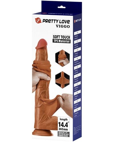 VIGGO DILDO REALISTA TACTO SUAVE CON PIEL DESLIZANTE 36,5 CM MARRÓN