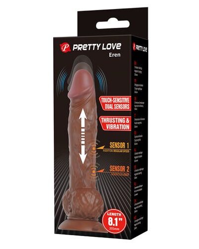PRETTY LOVE - EREN DILDO VIBRADOR CON EMPUJE 20,5 CM Ø 4,5 CM MARRÓN