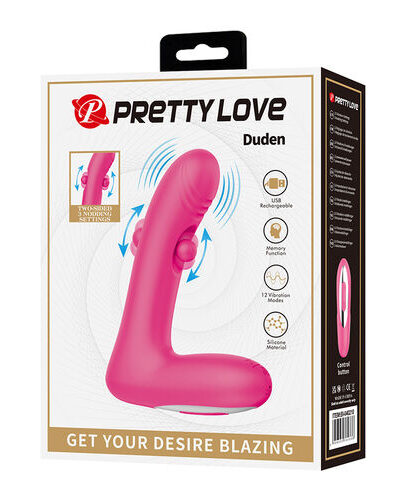 PRETTY LOVE - DUDEN VIBRADOR DE SILICONA RECARGABLE 12 MODOS DE VIBRACIÓN Y 3 MODOS DE BALANCEO ROSA